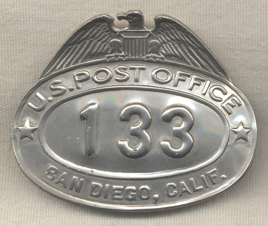 1920s-1930s United States Postal Cap Badge from San Diego, California