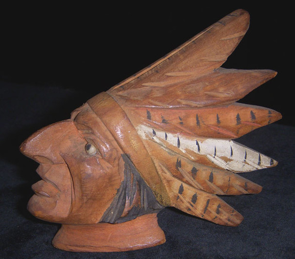 Great Old Carved Wooden Indian Head Pipe Bowl<p> NO LONGER AVAILABLE
