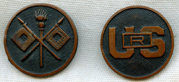 Set WWI US Army Signal Corps and Reserve Pin-Back Collar Discs