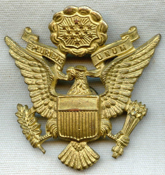 Nice WWII Gaunt-Made US Army Officer Cap Badge