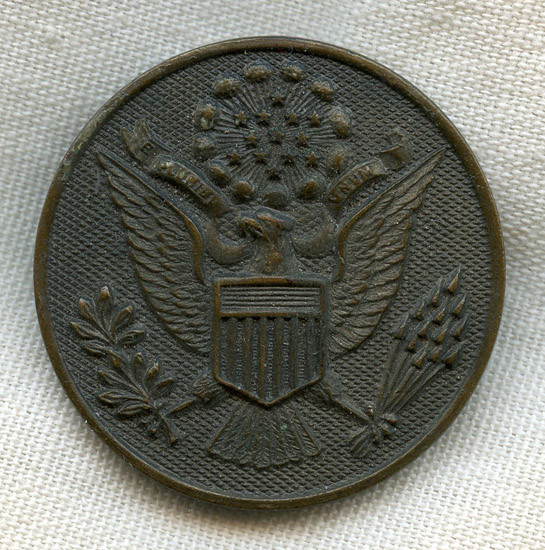 Scarce WWI US Army EM Visor Hat Badge in Blackened Brass