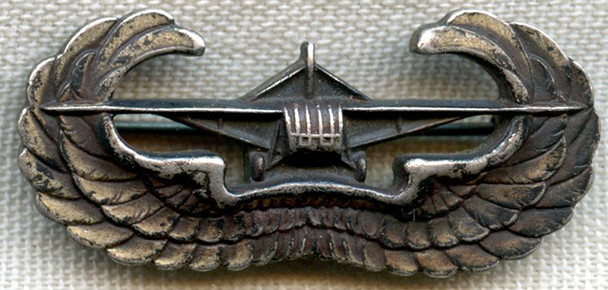 WWII Issue US Army Glider Troops Badge in Unmarked Sterling Silver