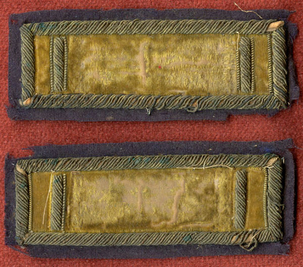 Pair of Indian Wars Cavalry 1st or 2nd Lieutenant Rank Straps in Velvet, Wool & Bullion