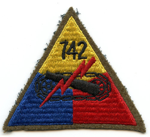 Rare WWII US Army 742nd Light Tank Battalion Shoulder Patch on Wool