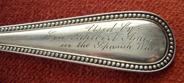 Sterling Silver Table Spoon of General Adelbert Ames, Used During Spanish American War