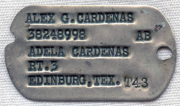 Single WWII Dog Tag US Army 71st Armored Field Artillery NOK & T-Dated 1943