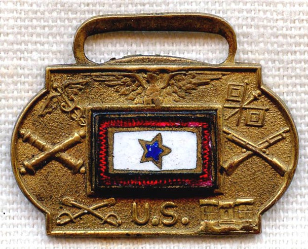 Scarce WWI United States Army Son in Service Enameled Watch Fob