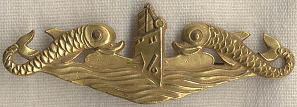 1930s USN Officer Submariners Dolphin Badge by H+H