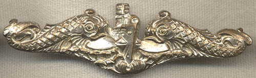 Korean War Period US Navy CPO Sub Dolphin Badge by Gemsco