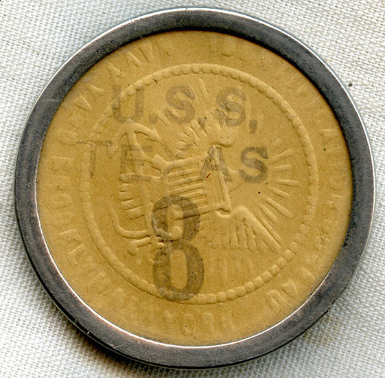 Ca. 1930s-WWII USS Texas BB-35 Pass Badge #8