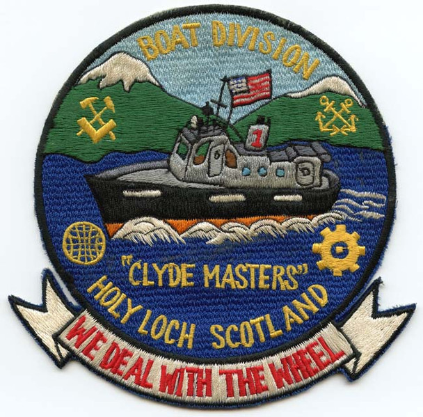 Early 1960s Japanese-Made USN Clyde Masters Jacket Patch for FBM Refit Site One, Holy Loch