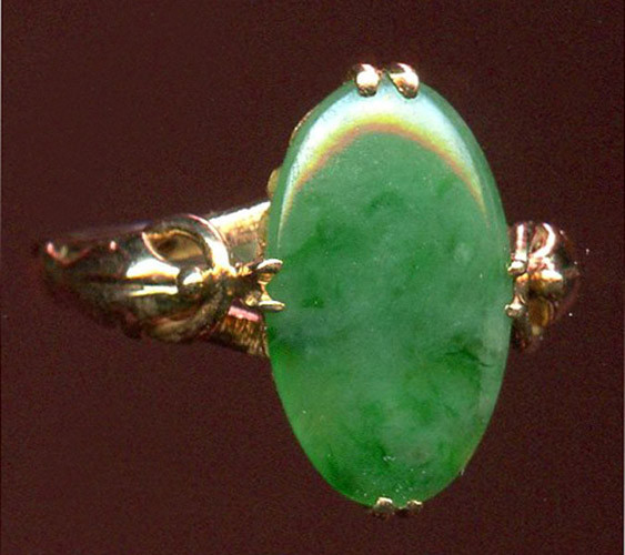 Stunning Ca. 1900 14K Gold & Jadeite Jade Cocktail Ring with Maker Mark