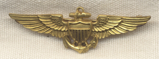 Early WWII US Navy Scarce Shirt-Size Pilot Wing by H&H