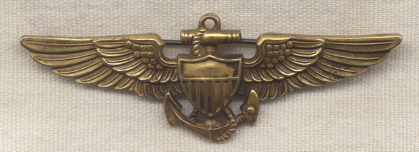 Nice WWII US Navy Pilot Wing by Gemsco in Sterling and Gold Fill