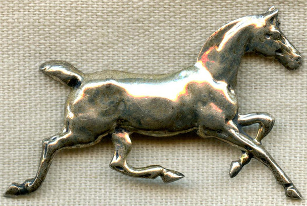 Early 1950s Sterling Silver Galloping Horse Pin by Beau Jewelry of Providence, Rhode Island