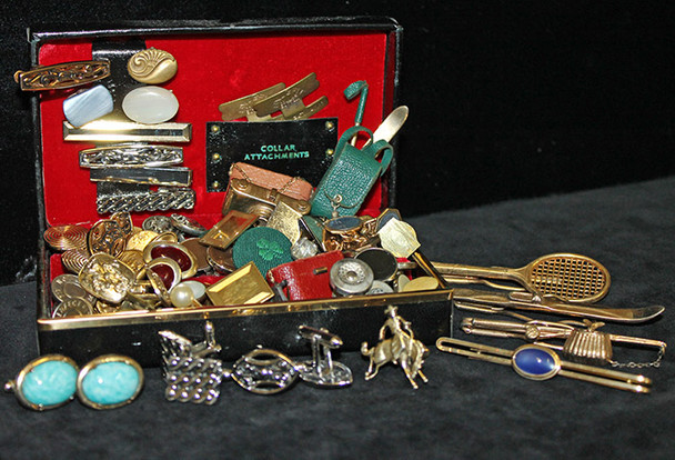 Great Lot of Vintage Men's Cuff Links & Occupational Tie Pins, Bars, Etc. Fresh Out of An Es