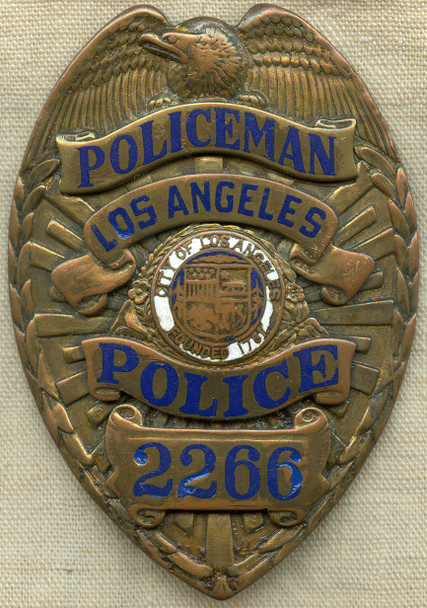 Scarce Ca 1930's Los Angeles Police Dept. Series 5 Badge by the Carl Entenmann Jewelry Co.