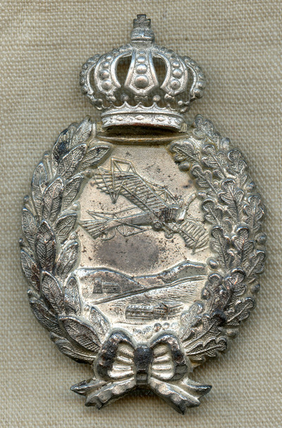Rare Late WWI Bavarian Pilot Badge. Cliche Conversion From Prussian Badge.