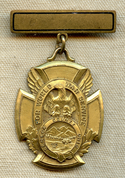 Beautiful WWI Service Medal From Seneca County Ohio.