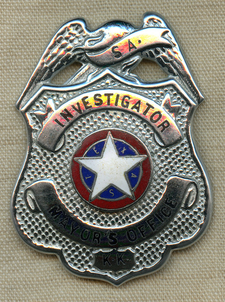 1930's - 1940's San Antonio Texas Mayor's Office Investigator Badge