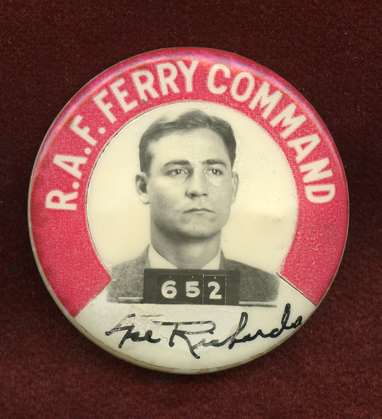 Ext Rare Photo ID Badge of RAF Ferry Command (and Later CNAC) Pilot Ace Richards.