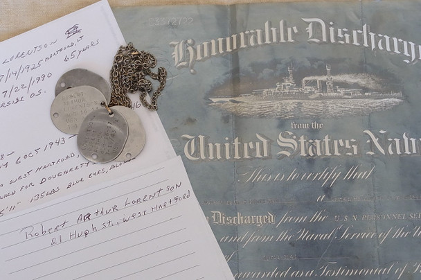 WWII USN 30th Seabees Grouping The 30th Log Vol 2 Flat Hat & Dog Tags