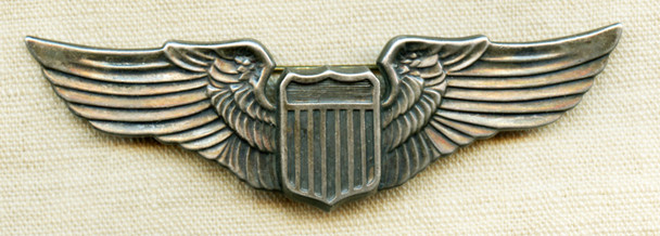 Lovely Early WWII USAAF Pilot Wing Walter Lampl "Juarez" Pattern in COIN SILVER