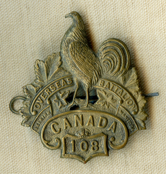 Variation of WWI 108th CEF BN Selkirk, Manitoba Hat Badge with Original Cotter Pin