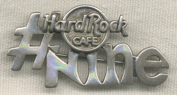 Late 1980s Vintage Sterling Silver Hard Rock Cafe Number Nine Grand Opening Pin