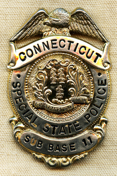 Rare 1960s - 70s Connecticut Special State Police Badge From New London Sub Base
