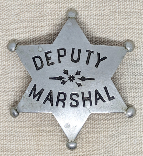 Great Old West Ca 1890s - 1900s "Stock" Deputy Marshal 6 Point Star Badge with Hand Stamped Details