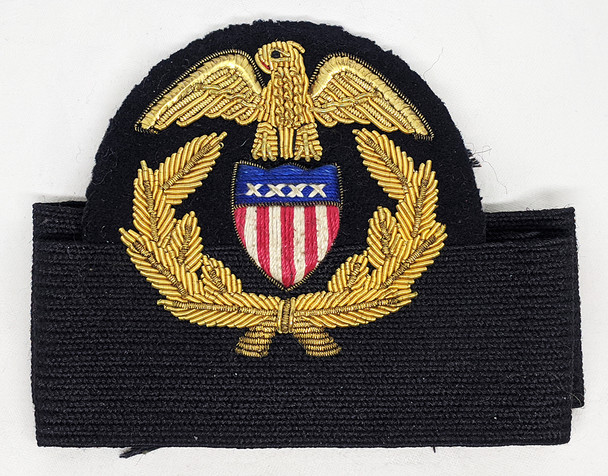 Scarce 1930's US Shipping Board (USSB) Officer Bullion Hat Badge