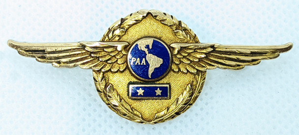 Rare Ca 1940 PAA Pan American Airways 10K Gold Sr Pilot Wing Named to Edward H. Mullen Clipper Pilot