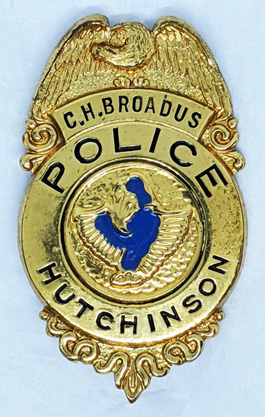 1940's - 50's Hutchinson KS Police Wallet or Juice Badge Named to C.H.BROADUS