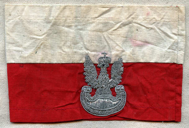 Rare WWII Polish Freedom Fighter Bullion & Cotton Arm Band