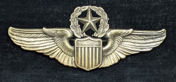 Rare Ca 1940 US Air Corps Command Pilot Wing in Silver Plated Nickel by Meyer