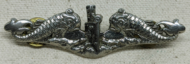 Very Nice KW Era USN CPO Submarine Dolphins in Sterling by Meyer in Clutchback