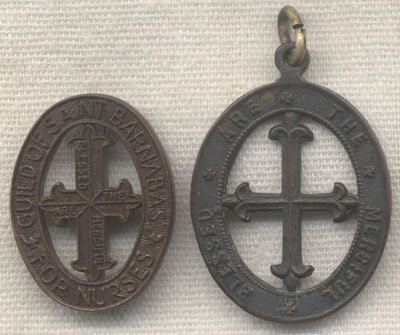 Old Pin and Charm for the Guild of Saint Barnabus for Nurses