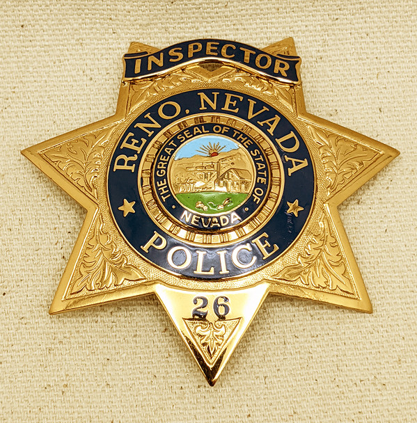 Ca 1960 Reno Nevada Police Inspector Badge #26 by Entenmann