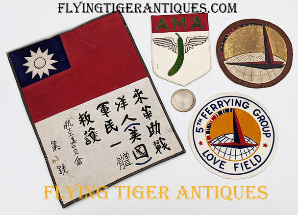 Incredibly Rare WWII ACFC ATC Flying Green Banana's Grouping with Vintage Chit and many Rare Patches