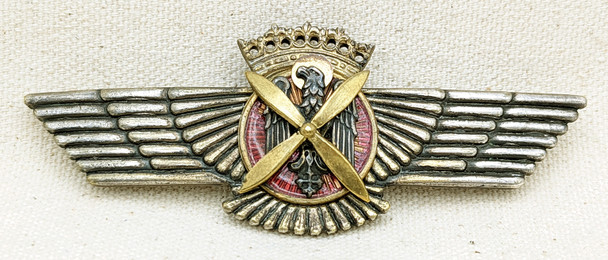 Late WWII Nationalist Spanish Pilot Wing Badge in Plated Tombak by Rokiski Unmarked