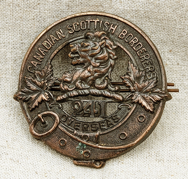 Rare WWI Canadian Scottish Borders 241st Overseas BN Enlisted Cap Badge by Ellis