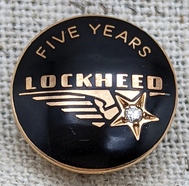 Nice WWII Era 10K Gold Lockheed Aircraft 5 Year Service Pin by KAAG