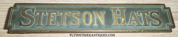 Wonderful Ca 1900 Stetson Hats Brass Stand-up Sign