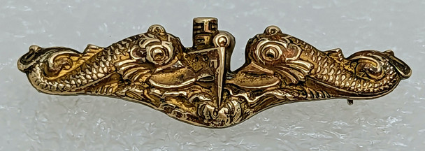 Scarce WWII USN Officer Submariner Cap Size Dolphins in GF by AMICO