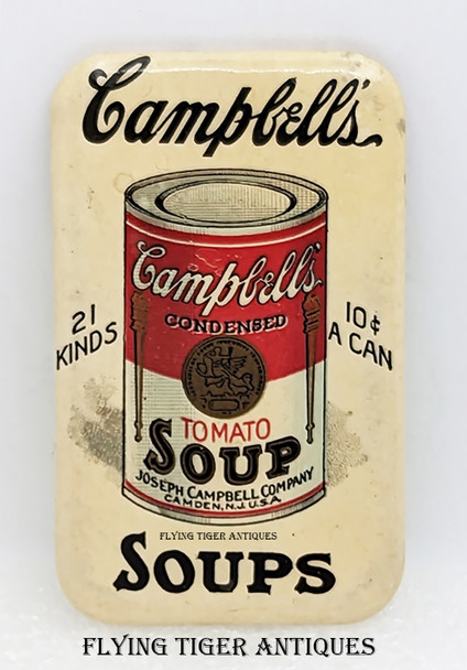 Wonderful ca 1900 Campbell's Soups Adv Celluloid Pocket Mirror