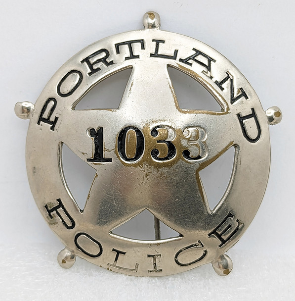 Great Old 1920s-30s Portland Oregon Police Badge #1033 LARGE Circle Star