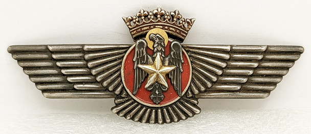 Gorgeous Early Production ca 1939 Spanish Nationalist Observer Wing Badge in 915 Silver by Rokiski