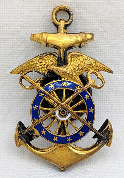 Ext Rare ca 1900 US Army HBS Harbor Boat Service CPO Chief Petty Officer Cap Badge