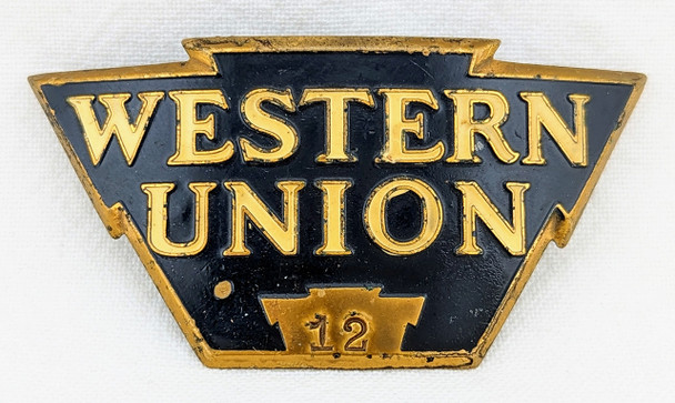 Rare 1920s-30s Western Union Telegraph Agent/Messenger Hat Badge